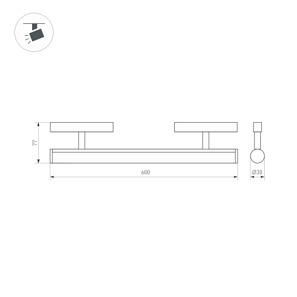 Светильник MAG-ORIENT-TUBE-CORNER-L600-20W Warm3000 (BK, 180 deg, 48V) (Arlight, IP20 Металл, 5 лет)