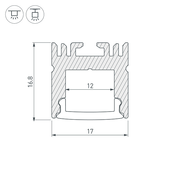Профиль ARH-LINE-1716-2000 ANOD (Arlight, Алюминий) Lednikoff
