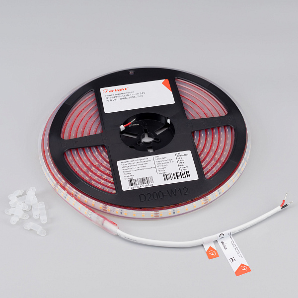 Светодиодная лента герметичная RTW-PFS-A120-11mm 24V White6000 (9.6 W/m, IP68, 2835, 5m) (Arlight, 9.6 Вт/м, IP68) Lednikoff