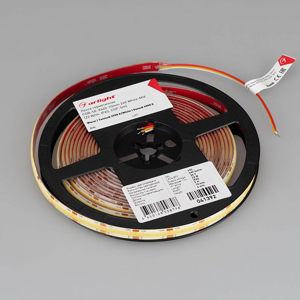 Светодиодная лента герметичная COB-SE-X640-10mm 24V White-MIX (23 W/m, IP65, CSP, 5m) (Arlight, Изменяемая ЦТ) Lednikoff