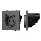 Механизм розетки с USB зарядкой SCT-NOBE-MUAC-SFPL-GR (230V, 16A) (Arlight, Серый базальт) Lednikoff