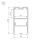 Профиль SL-COMFORT-3563-2000 ANOD (Arlight, Алюминий) Lednikoff