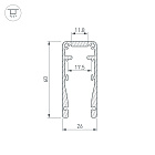Профиль ALU-HANDRAIL-2000 FOR GLASS 17.5 (Arlight, Алюминий) Lednikoff