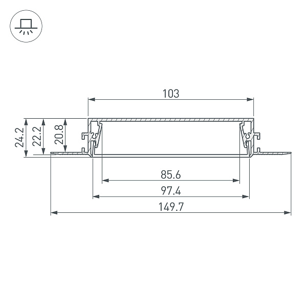 Профиль SL-LINIA97-FANTOM-2000 ANOD (Arlight, Алюминий) Lednikoff
