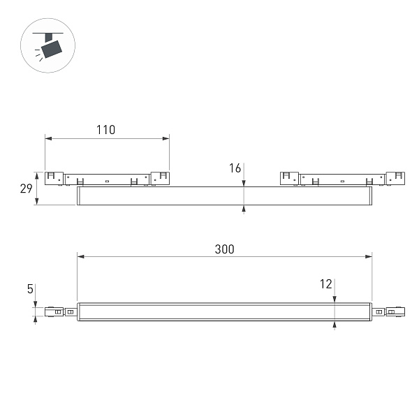 Светильник MAG-MICROCOSM-FLAT-L300-10W Day4000 (BK, 100 deg, 24V) (Arlight, IP20 Металл, 5 лет)