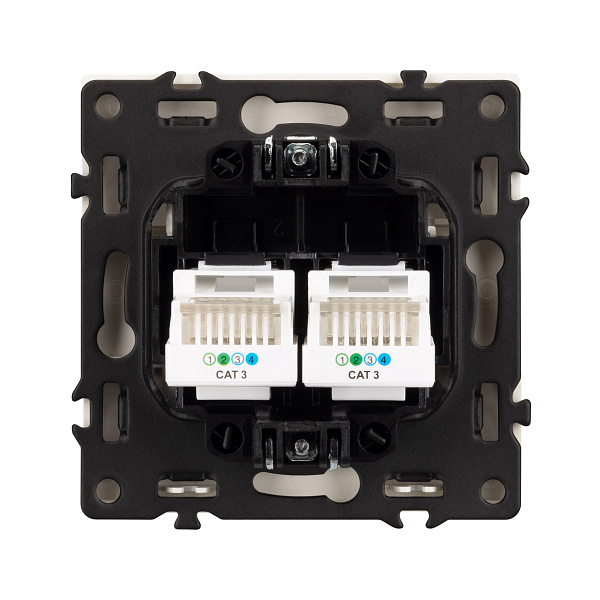 Механизм сдвоенной телефонной розетки SCT-NOBE-MTL2-SFPL-IS (RJ-11, 4C) (Arlight, Никель) Lednikoff