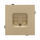 Механизм компьютерной розетки двойной SCT-TENDO-MPC2-SFPL-GD (RJ-45, CAT6) (Arlight, Матовый песочный) Lednikoff