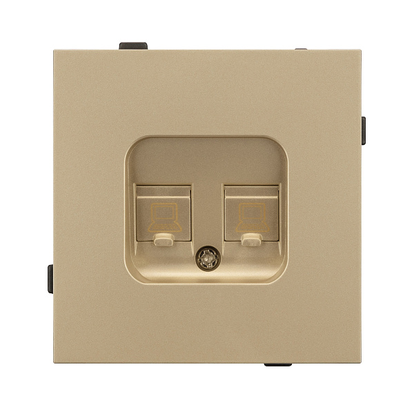 Механизм компьютерной розетки двойной SCT-TENDO-MPC2-SFPL-GD (RJ-45, CAT6) (Arlight, Матовый песочный) Lednikoff