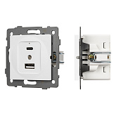 Механизм USB розетки SCT-MUAC-PL-WH-V (5V, 3A, QC4) (Arlight, -)