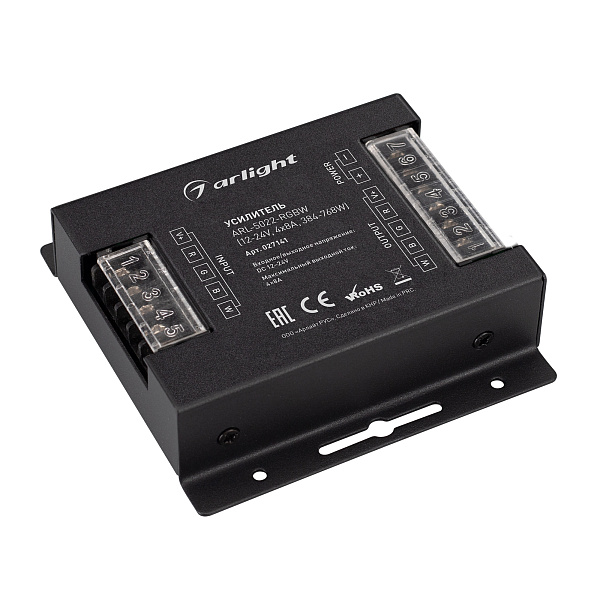 Усилитель ARL-5022-RGBW (12-24V, 4x8A, 384-768W) (Arlight, IP20 Металл, 3 года) Lednikoff