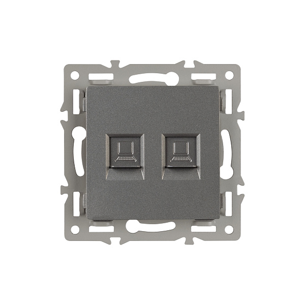 Механизм компьютерной розетки двойной SCT-MPC2-PL-GR (RJ-45, CAT6) (Arlight, -) Lednikoff