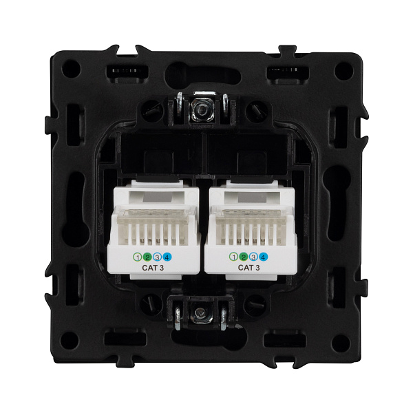 ARL NOBE Розетка телефонная двойная софт-тач черный оникс SCT-MTL2-SFPL-BK (2хRJ-11, 4C) (Arlight, -) Lednikoff