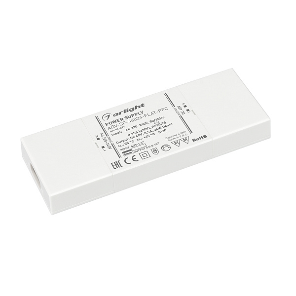 Блок питания ARV-SP-48024-FLAT-PFC (48V, 0.5A, 24W) (Arlight, IP20 Пластик, 5 лет) Lednikoff