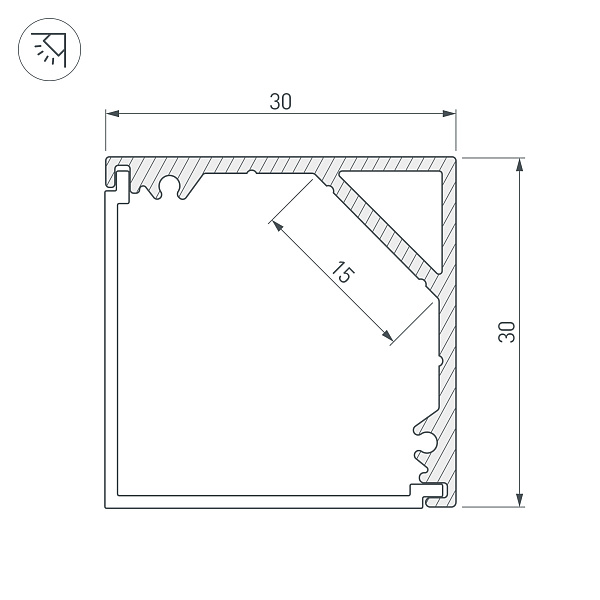 Профиль SL-KANT-H30-2000 ANOD (Arlight, Алюминий) Lednikoff