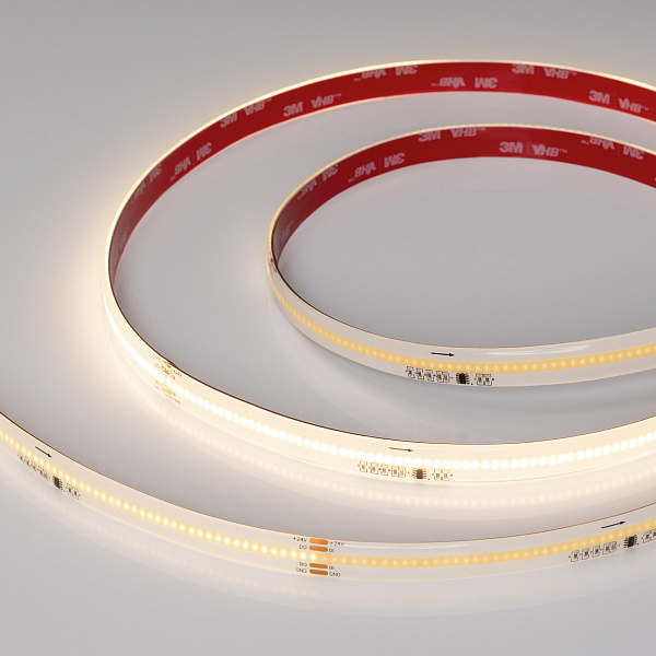 Светодиодная лента герметичная SPI-COB-SE-X378-12mm 24V Warm3000-PX63-BPT (7 W/m, IP65, 5m) (Arlight, бегущий огонь) Lednikoff