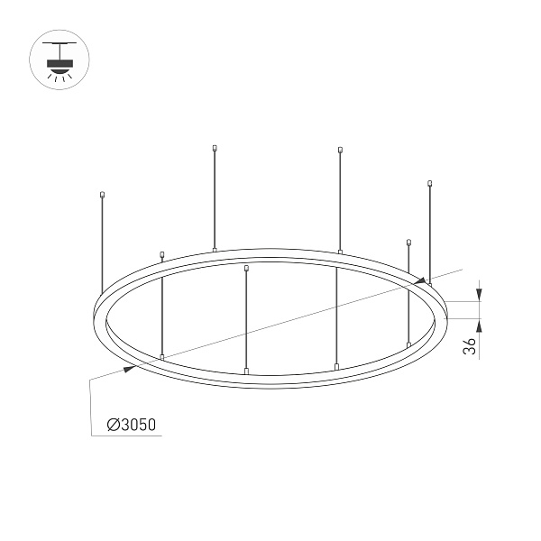 Светильник SP-LINE-HANG-ARC-O3535-D3000-204W Day4000 (WHITE, 230V) (Arlight, Металл) Lednikoff