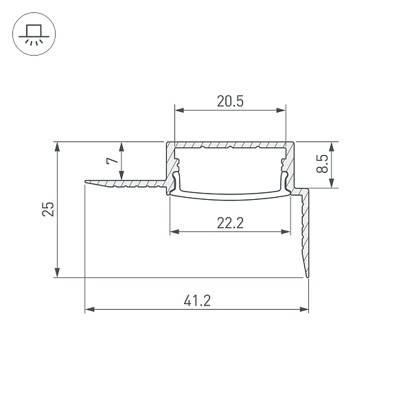 Профиль FANTOM-W20-H10-EDGE-2000 ANOD (Arlight, Алюминий) Lednikoff