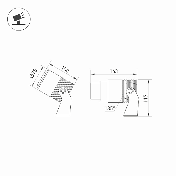 Светильник ALT-RAY-ZOOM-R75-18W Warm3000 (DG, 10-40 deg, 230V) (Arlight, IP67 Металл, 3 года) Lednikoff