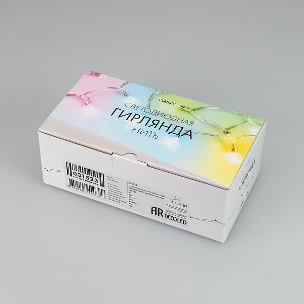 Светодиодная гирлянда ARD-STRING-CLASSIC-9000-WHITE-60LED-LIVE RGB-SPI (12V, 40W) (Ardecoled, IP65) Lednikoff