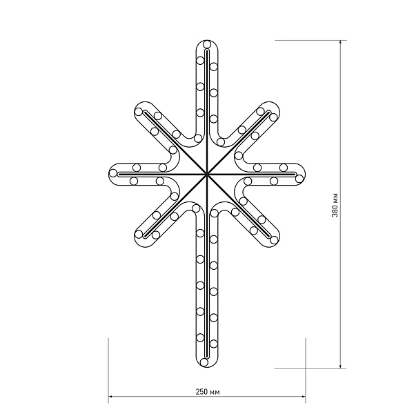 Фигура cветодиодная ARD-STAR-M2-380x250-36LED Warm (230V, 2.5W) (Ardecoled, IP65) Lednikoff