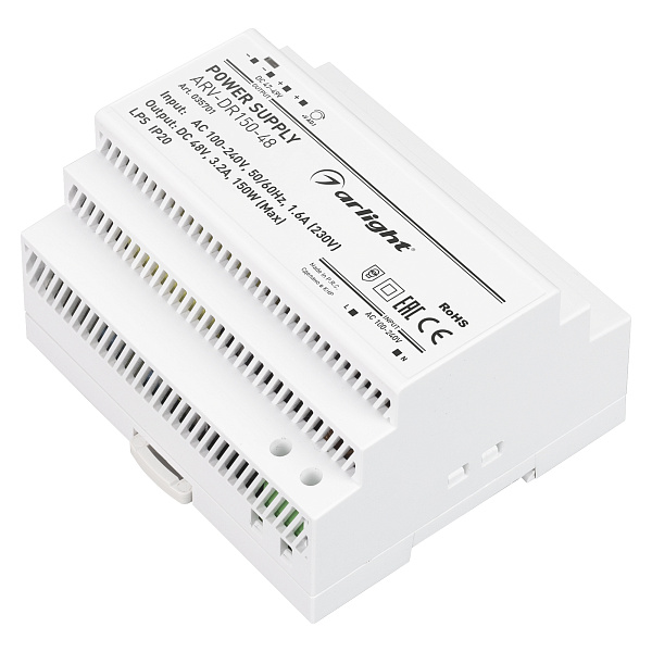 Блок питания ARV-DR150-48 (48V, 3.2A, 150W) (Arlight, IP20 DIN-рейка) Lednikoff