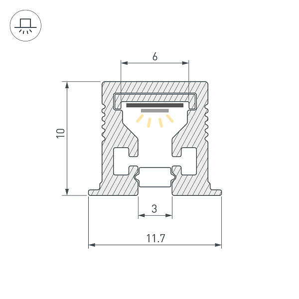 Профиль с экраном SL-MINI-3-H10-F12-2000 IRON GREY (Arlight, Алюминий+пластик) Lednikoff