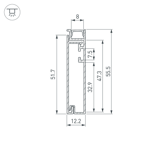 Профиль PLINTUS-H55-2000 BLACK (Arlight, Алюминий) Lednikoff