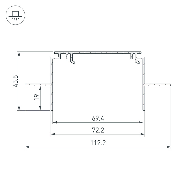 Профиль-держатель TEK-POWER-RW70F-GH16-2000 (Arlight, Алюминий) Lednikoff