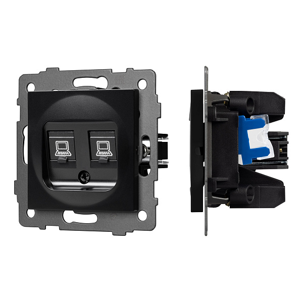 Механизм компьютерной розетки двойной SCT-MPC2-PL-BK-V (RJ-45, CAT6) (Arlight, -) Lednikoff