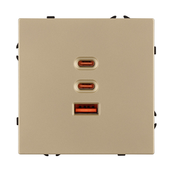 ARL NOBE USB Розетка тип А+С+С софт-тач золотой песок SCT-MUACC-SFPL-FC-GD (65W, QC3) (Arlight, -) Lednikoff