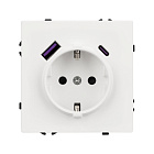 ARL NOBE Розетка зк со шторками с USB тип А+С софт-тач белый кварц SCT-MUAC-SFPL-WH (250V, 16A) (Arlight, -) Lednikoff