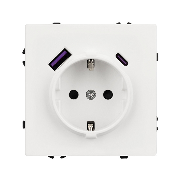 ARL NOBE Розетка зк со шторками с USB тип А+С софт-тач белый кварц SCT-MUAC-SFPL-WH (250V, 16A) (Arlight, -) Lednikoff