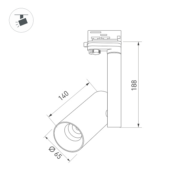 Светильник SP-POLO-TRACK-PIPE-R65-8W Day4000 (BK-BK, 40 deg) (Arlight, IP20 Металл, 3 года)