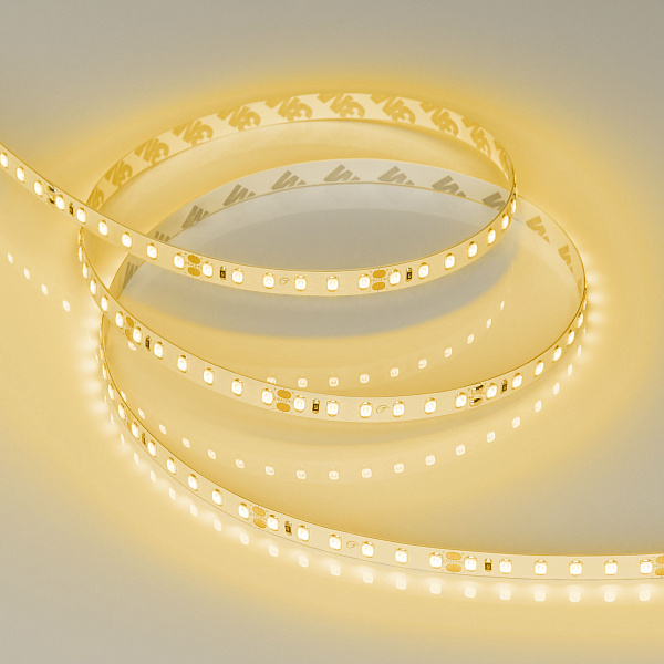 Светодиодная лента RT-A120-8mm 24V Yellow (9.6 W/m, IP20, 2835, 5m) (Arlight, Открытый) Lednikoff