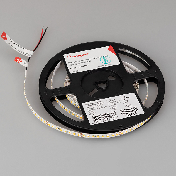 Светодиодная лента UL-A160-8mm 24V Day4000 (12 W/m, IP20, 2835, 5m) (Arlight, 7 лет) Lednikoff