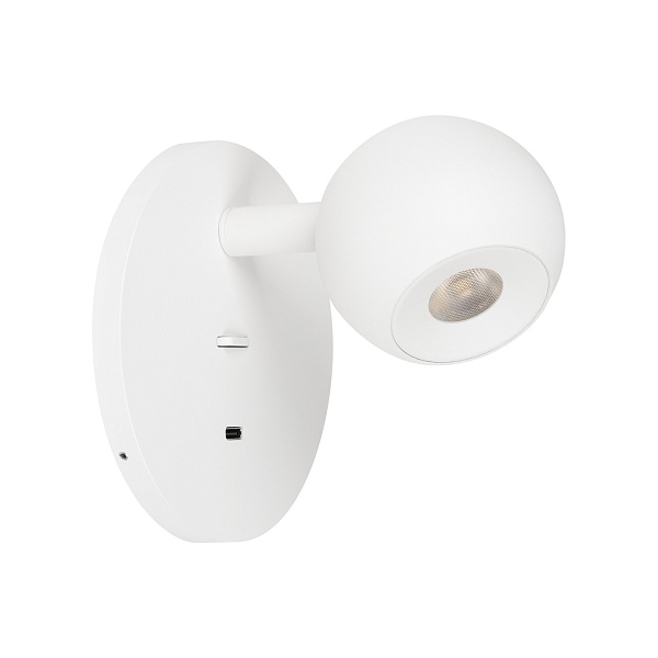 Светильник SP-OTTORI-WALL-CHARGE-6W Warm3000 (WH, 30 deg, 230V, USB-C) (Arlight, IP20 Металл, 3 года) Lednikoff