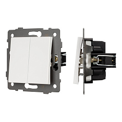 Механизм выключателя двухклавишный самовозвратный SWT-MKR2-PL-WH-V (250V, 10A) (Arlight, -)