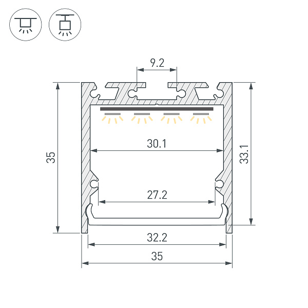 Профиль SL-LINE-3535-2000 ANOD (BY) (Arlight, Алюминий) Lednikoff