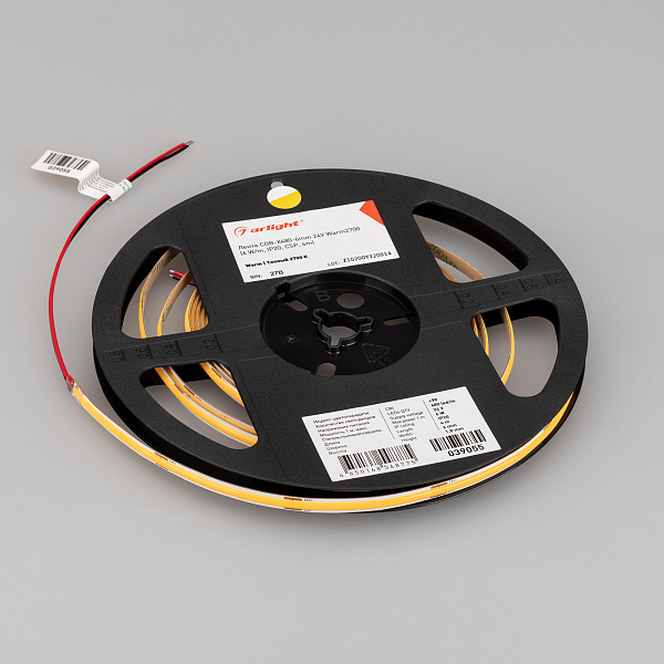 Светодиодная лента COB-X480-6mm 24V Warm2700 (6 W/m, IP20, CSP, 5m) (Arlight, -) Lednikoff