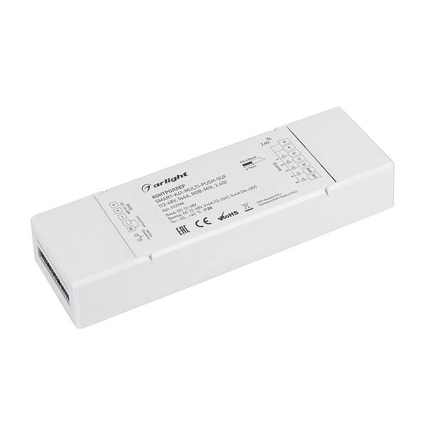 Контроллер SMART-K41-MULTI-PUSH-SUF (12-48V, 5x6A, RGB-MIX, 2.4G) (Arlight, IP20 Пластик, 5 лет) Lednikoff