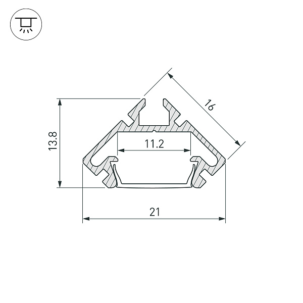 Профиль PDS45-LITE-2000 ANOD (Arlight, Алюминий) Lednikoff