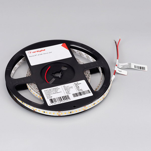 Светодиодная лента RT-A168-10mm 24V Warm3000 (17 W/m, IP20, 2835, 5m) (Arlight, Открытый) Lednikoff