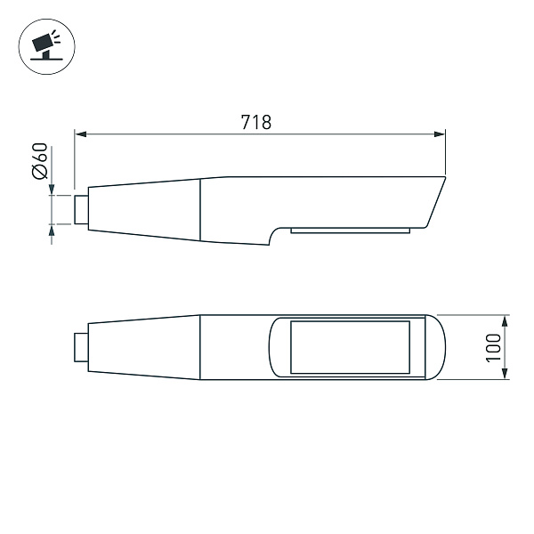 Светильник  OXOR-NOXT-EMP-718x100-75W Day4000 (BK, 120 deg, 230V) IP65 (Arlight, -) Lednikoff