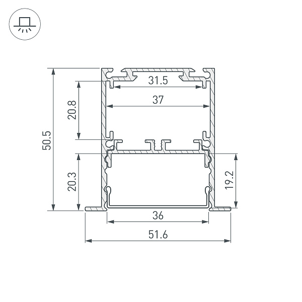 Профиль SL-LINIA52-3L-F-2000 ANOD BLACK (Arlight, Алюминий) Lednikoff