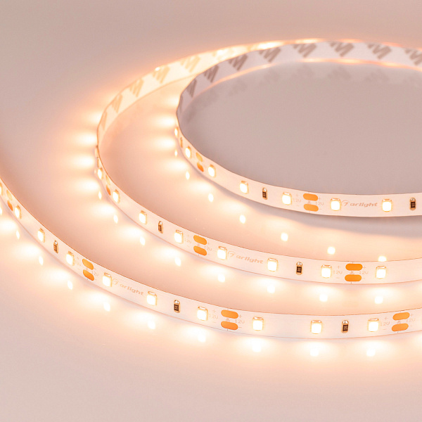 Светодиодная лента RT-A60-8mm 12V Warm2400 (4.8 W/m, IP20, 2835, 5m) (Arlight, 4.8 Вт/м, IP20) Lednikoff