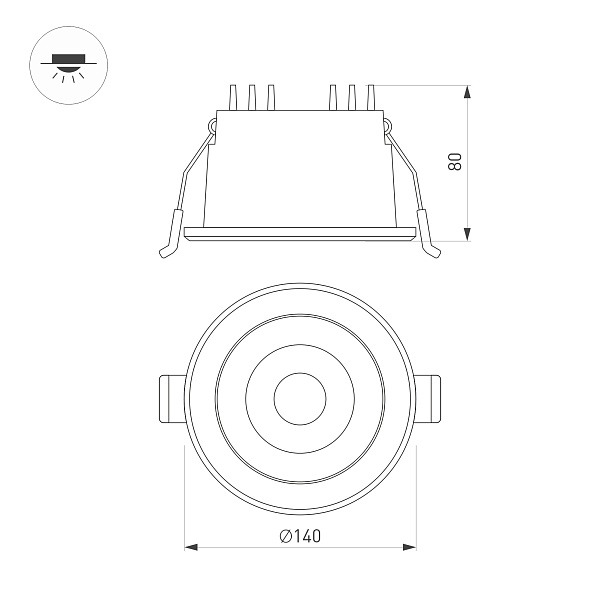 Светильник MS-ALORA-BUILT-R140-12W Day4000-MIX (BK, 40 deg, TRIAC) (Arlight, IP54 Пластик, 3 года) Lednikoff