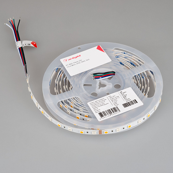 Светодиодная лента RT-B60-10mm 24V RGBW-Warm (14.4 W/m, IP20, 5060, 5m) (Arlight, Открытый) Lednikoff
