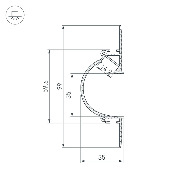 Профиль ARH-CEIL-REFLECT-2000 WHITE (Arlight, Алюминий) Lednikoff