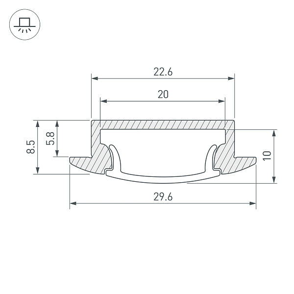 Профиль с экраном ALU-WIDE-F-H8-2000 ANOD+FROST (Arlight, Алюминий) Lednikoff