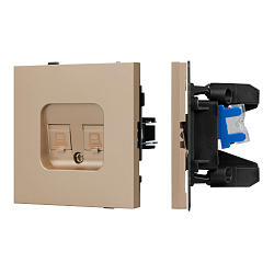 Механизм компьютерной розетки двойной SCT-TENDO-MPC2-PL-GD (RJ-45, CAT6) (Arlight, Песочный)